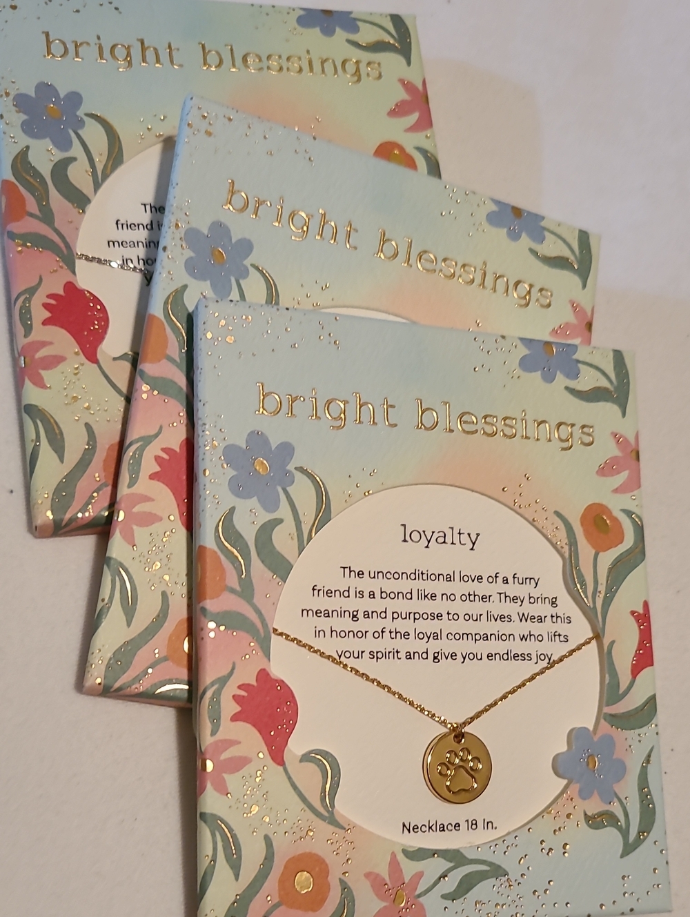 Bright Blessings Dog Paw Pendant Necklaces Bundle Of 3, Loyalty, 18 Inch Lover